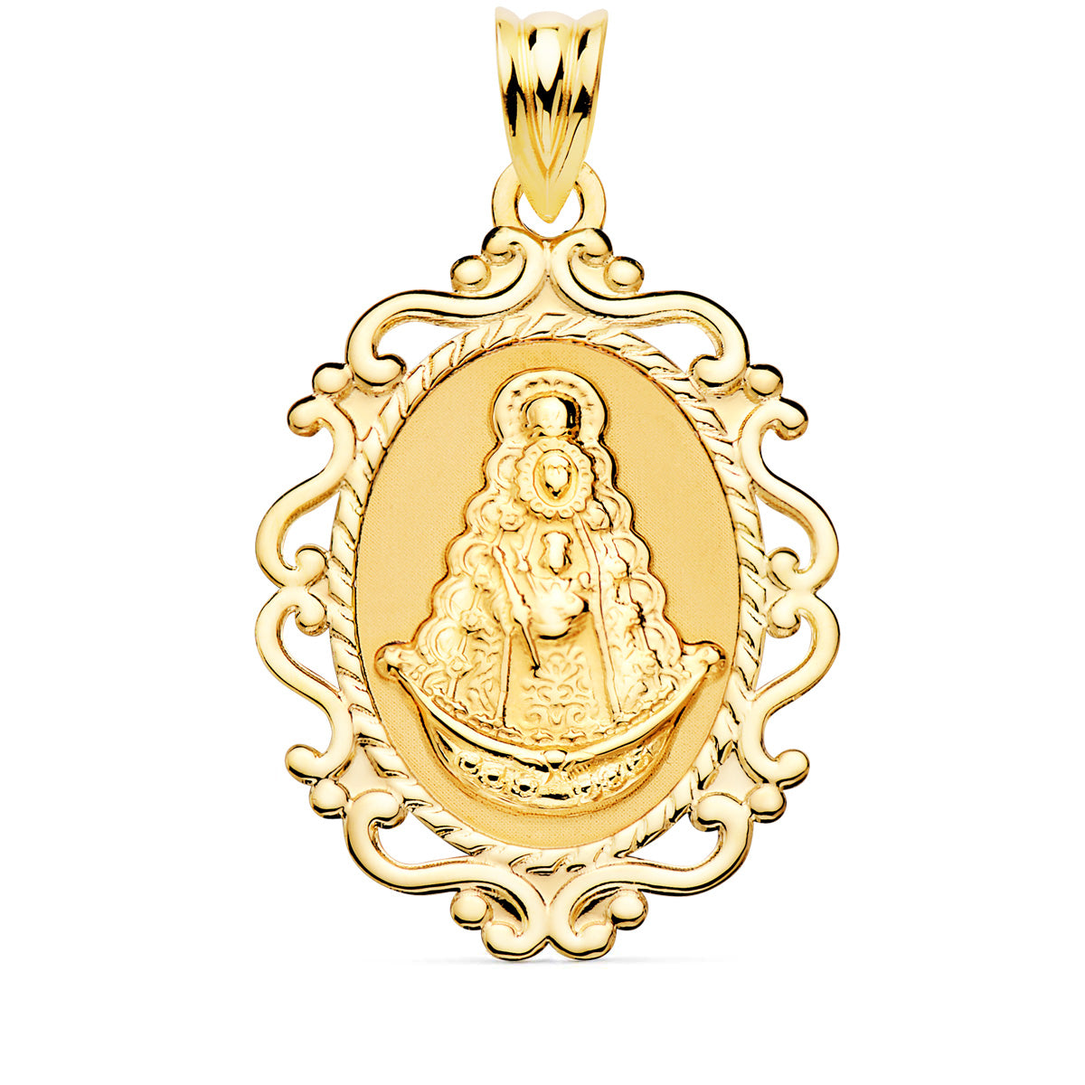 Clôture Médaille Vierge Del Rocio 18K Ouverte en Brillant 31X21 mm