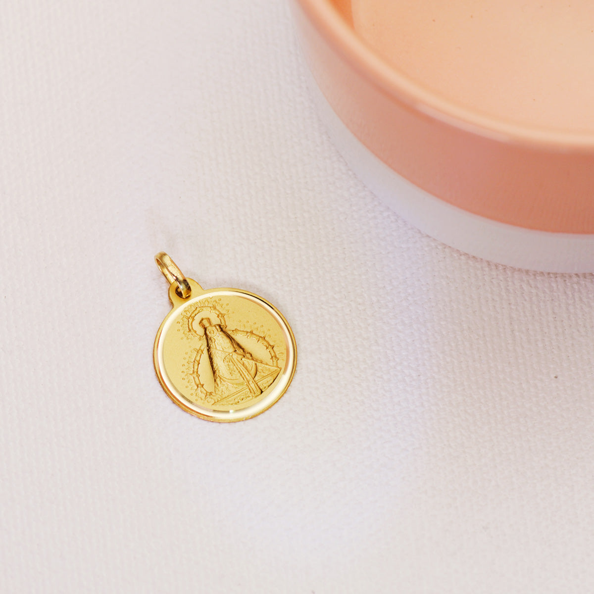 18K Gul Guld Medal Virgin Cabeza 18 mm