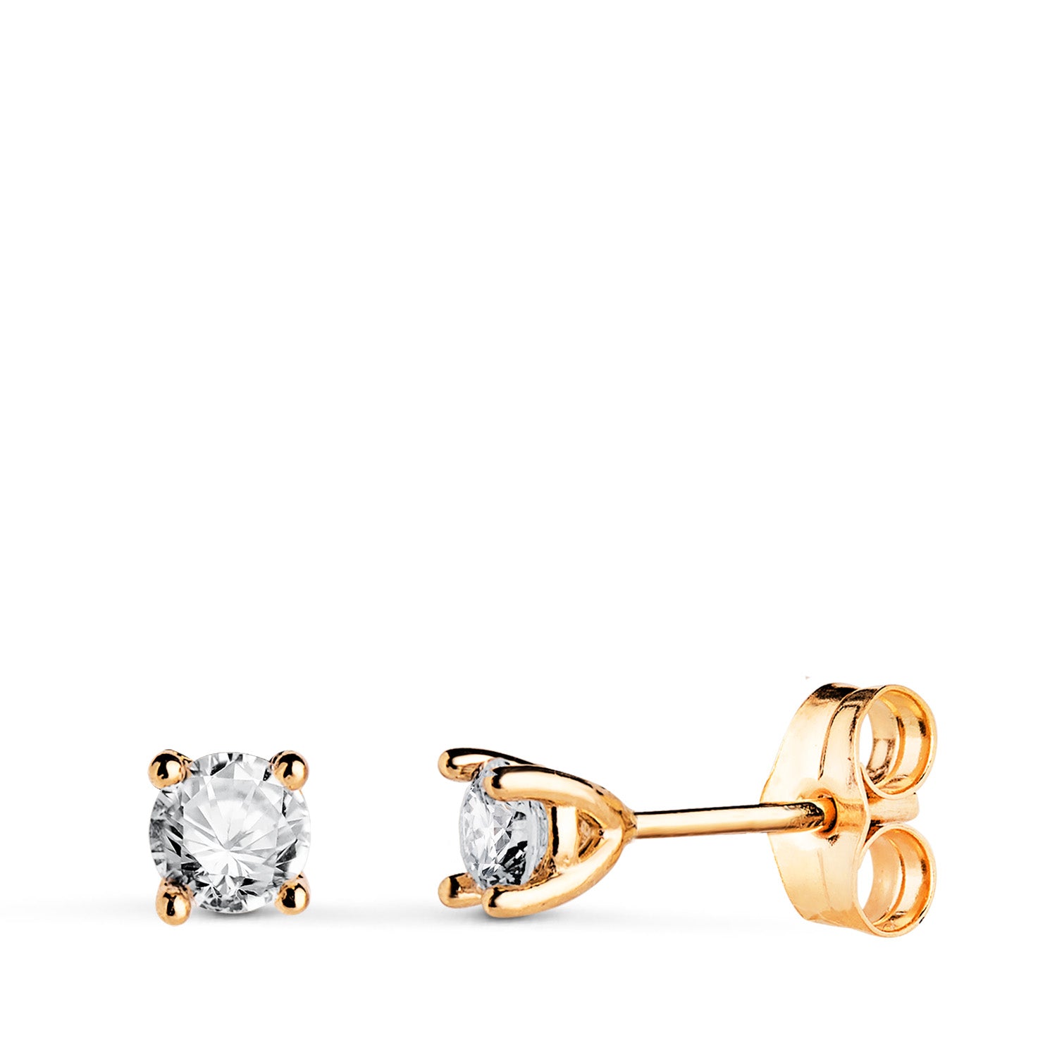 Boucles d'oreilles en Or Jaune 18K avec Diamants de Laboratoire Taille Brillant 4MM 0.400 Qts VS2-G 4X4 mm Fermoir Poussettes Papillon