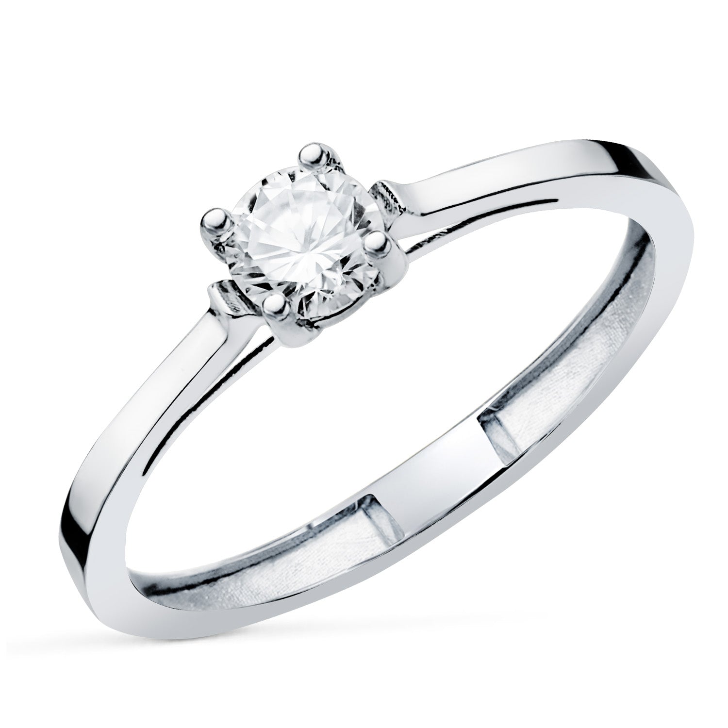 Solitaire i 18K vitguld 4 stift med 0,30 Ct G Lab-diamant - VS1