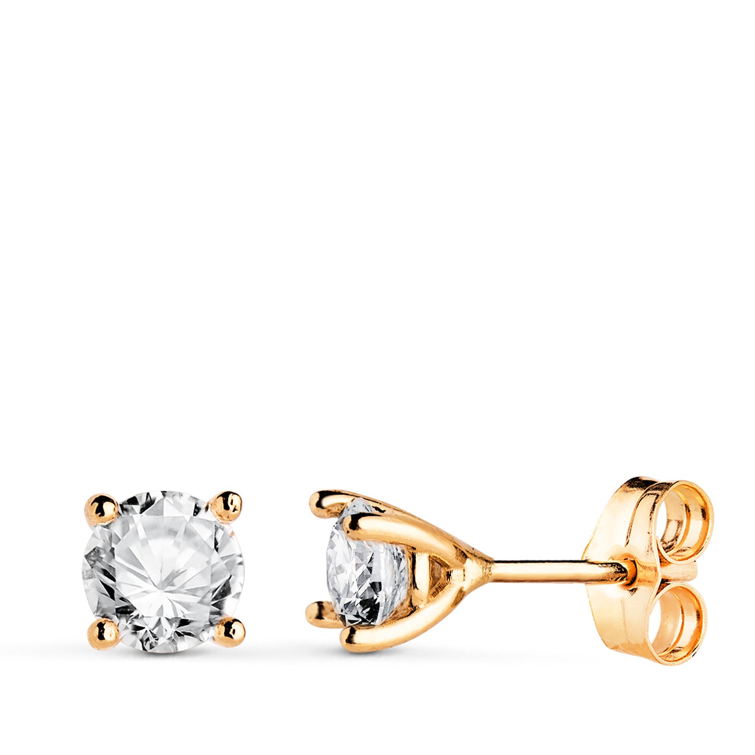Boucles d'oreilles en Or Jaune 18K avec Diamants de Laboratoire Taille Brillant 5MM 1,00 Qts VS1-G 5X5 mm Fermoir Poussettes Papillon