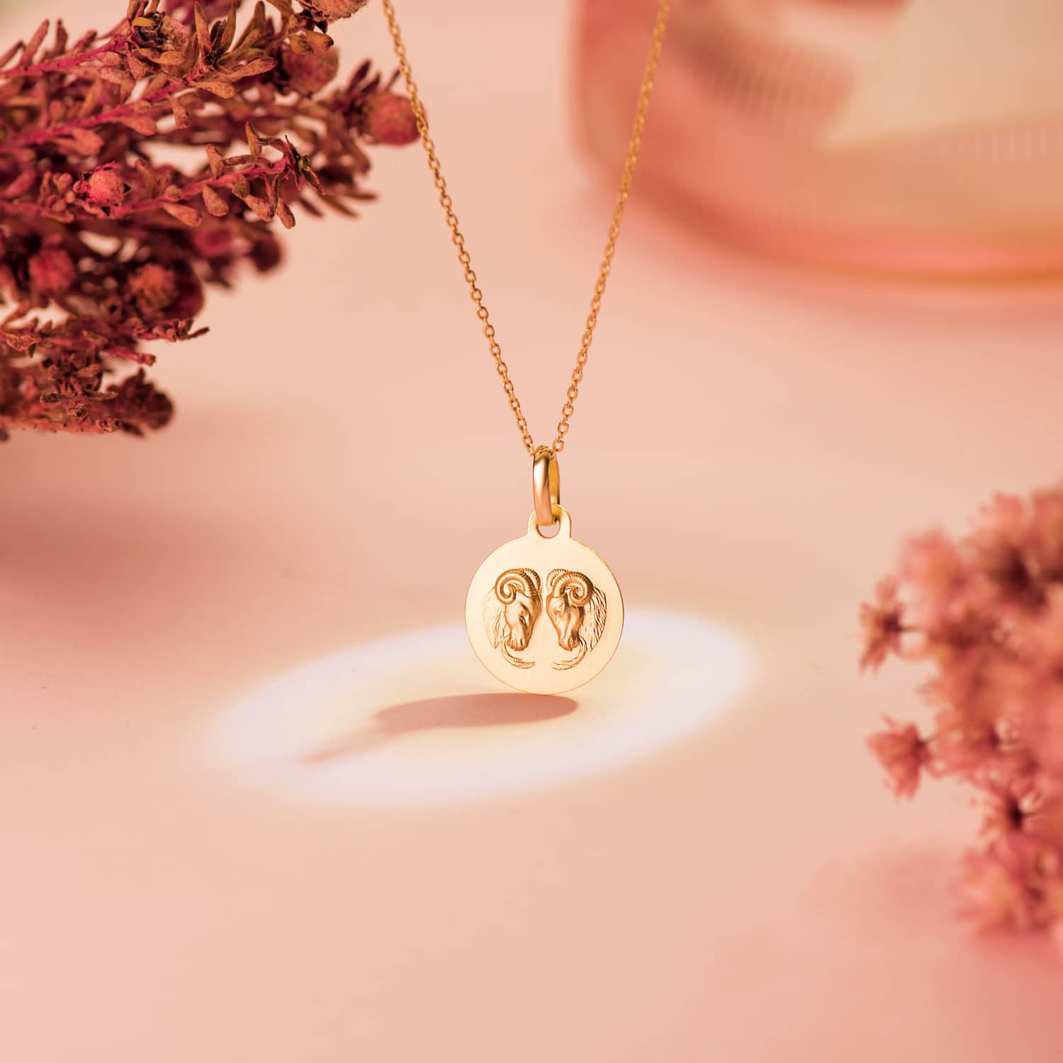 Medalla Horóscopo Aries Mate 18K 13 mm Oro Amarillo