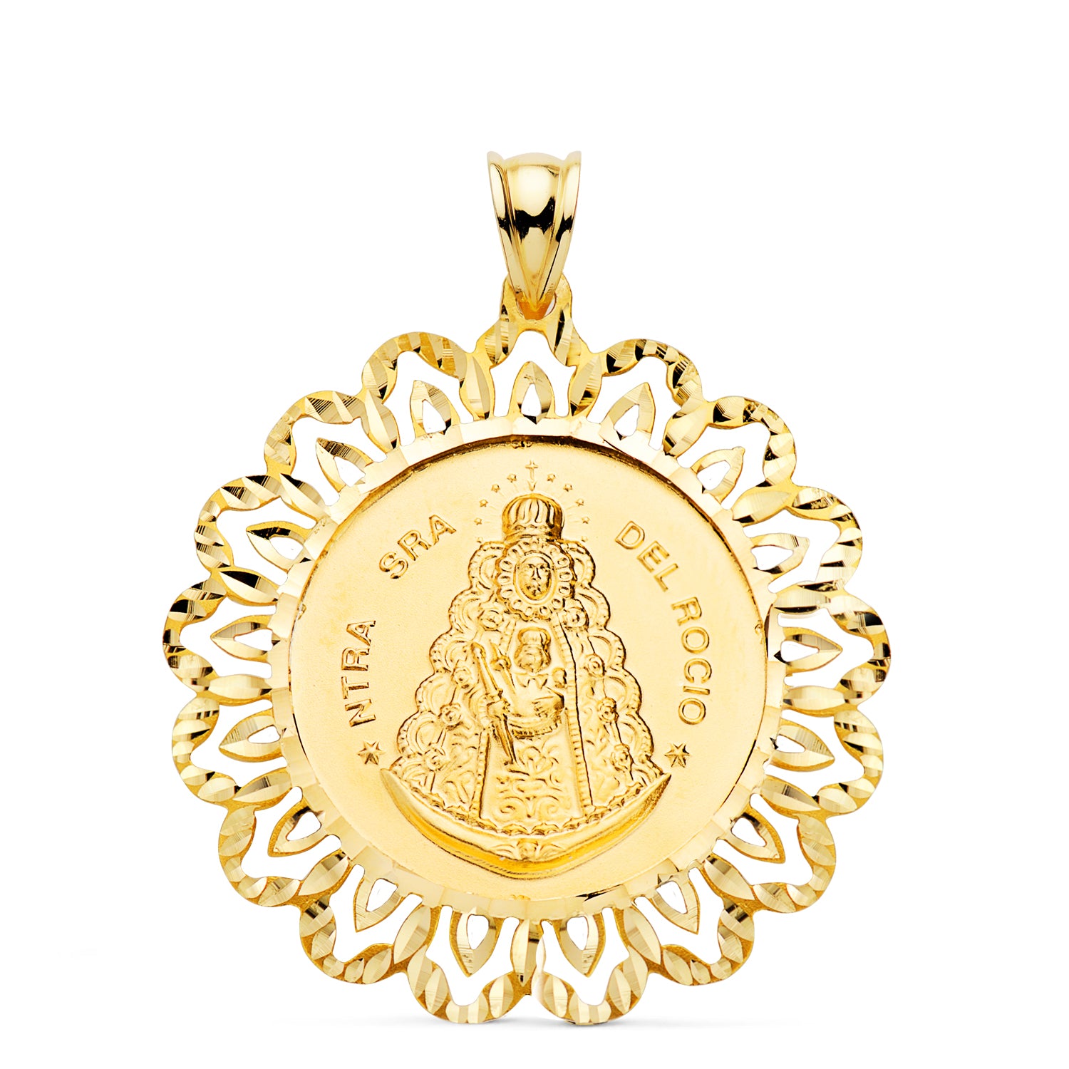 Médaille Rocio Vierge en Or Jaune 18K DIAMANTÉE34 X 34 mm