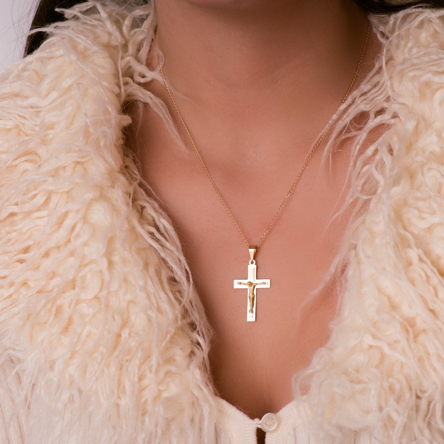 18K Pendentif Christ en Croix 32X20 mm