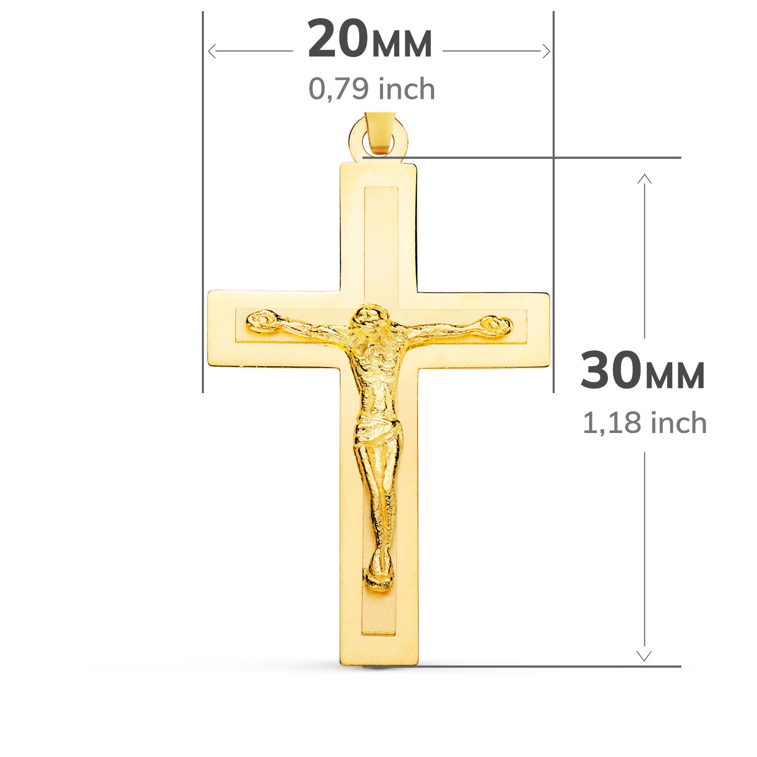 18K Pendentif Christ en Croix 32X20 mm