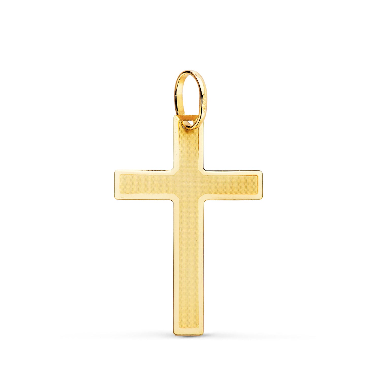 18K Croix en Or Jaune Plate 26X17 mm