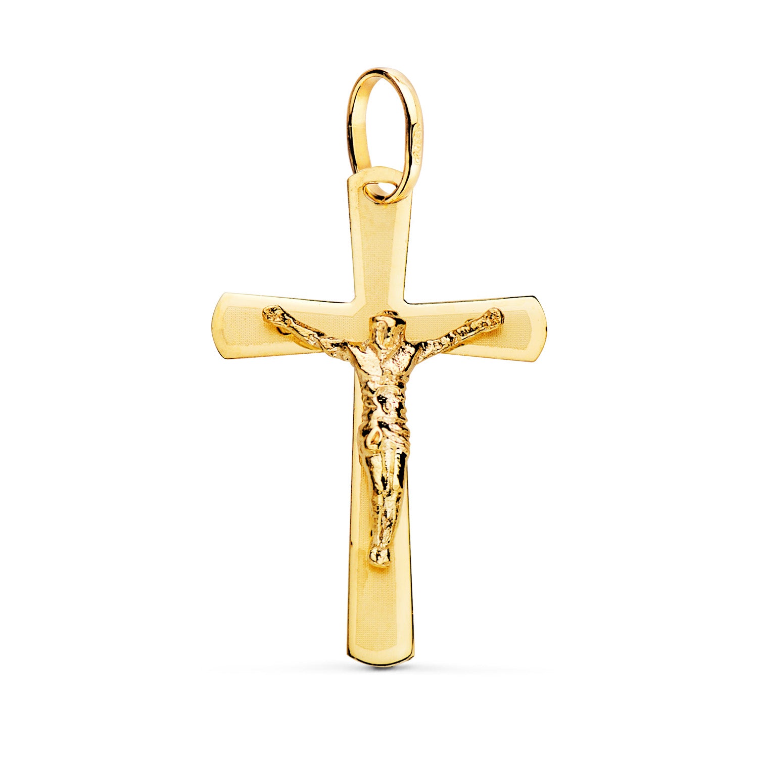 18K Pendentif Christ en Croix Plate Laser 25X16 mm