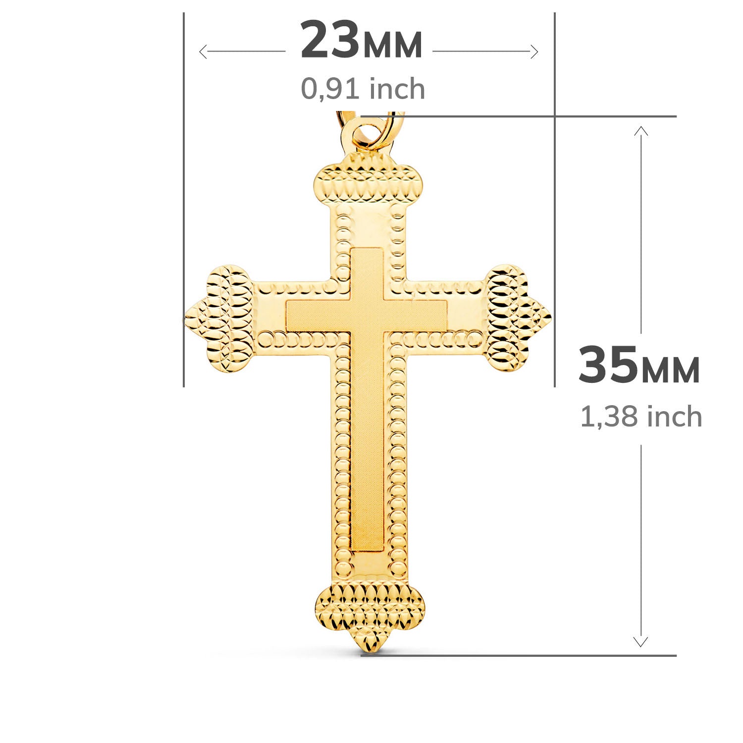 18K Faceted Çarmıhtaki İsa Kolye Ucu 35X23MM
