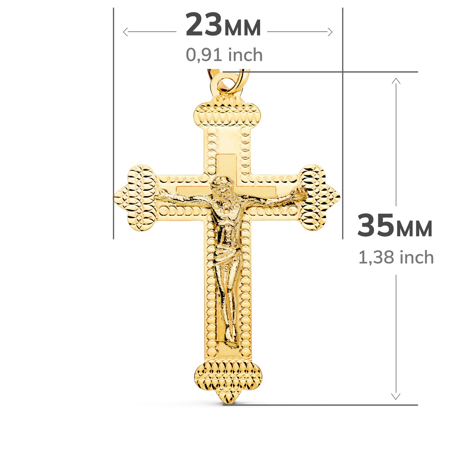 18K Pendentif Christ en Croix 35X23MM