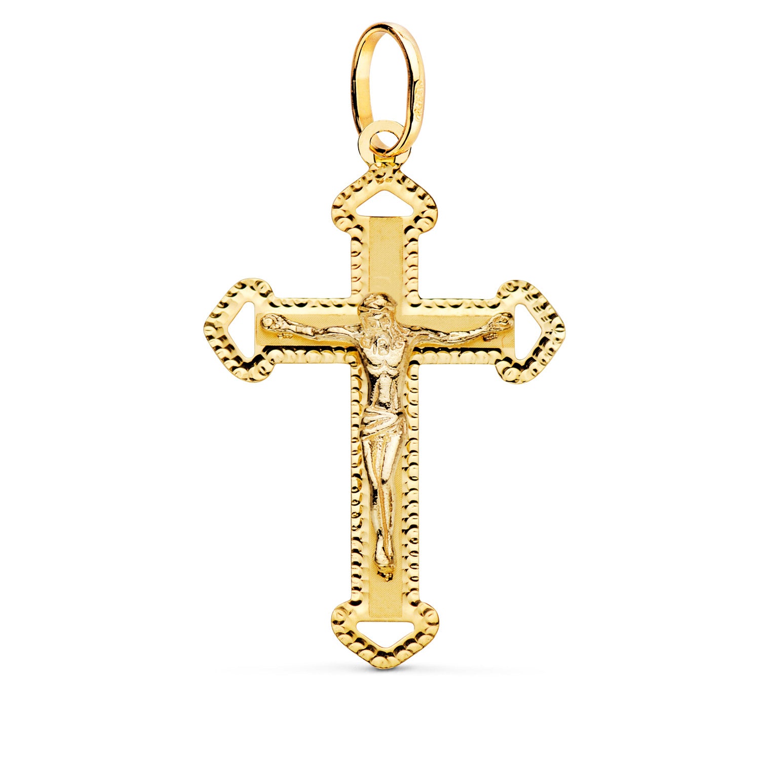 18K Pendentif Christ en Croix 35X22MM Facettée