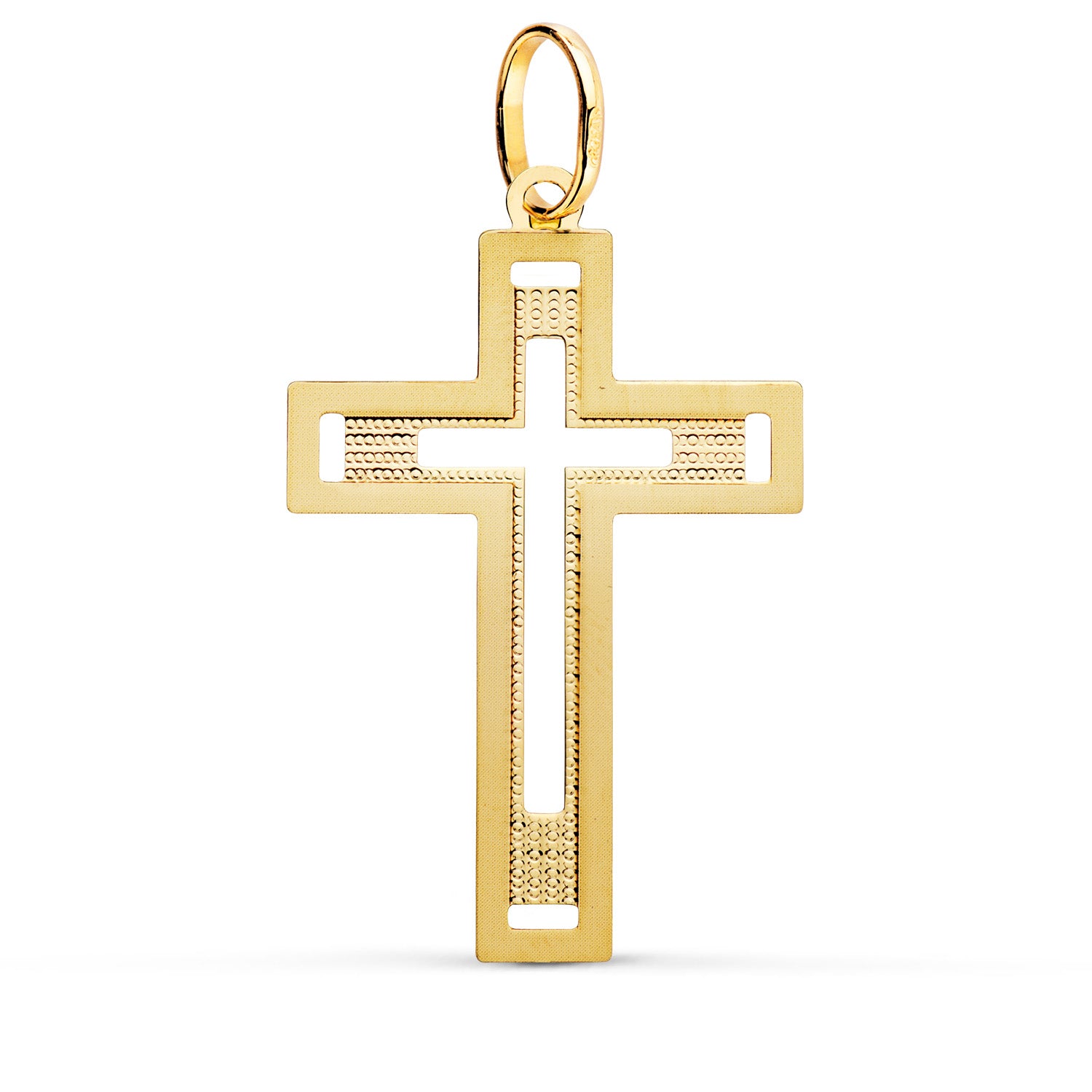 18K Pendentif Christ en Croix 35X22MM Facettée et Mate
