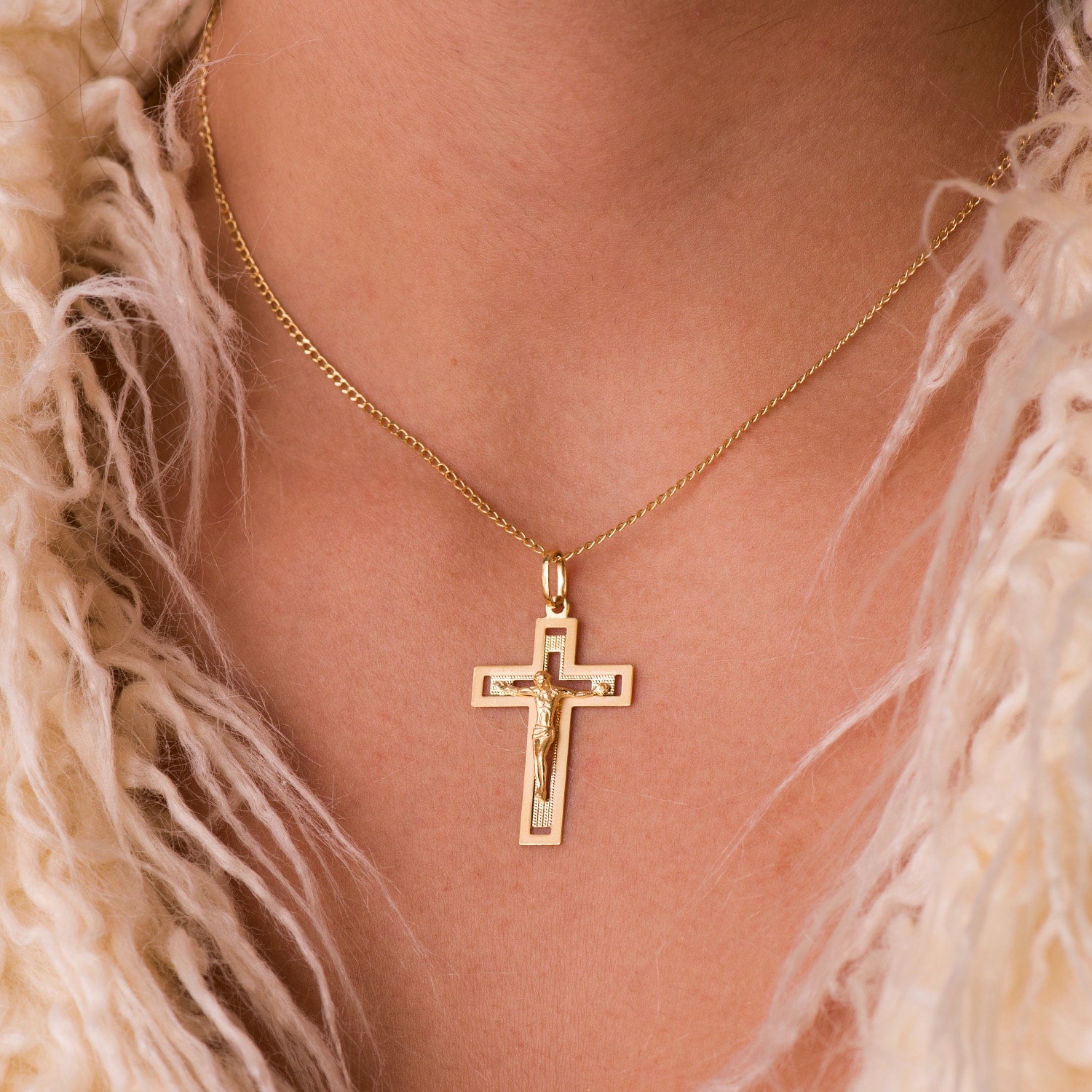 18K Pendentif Christ en Croix 35X22MM