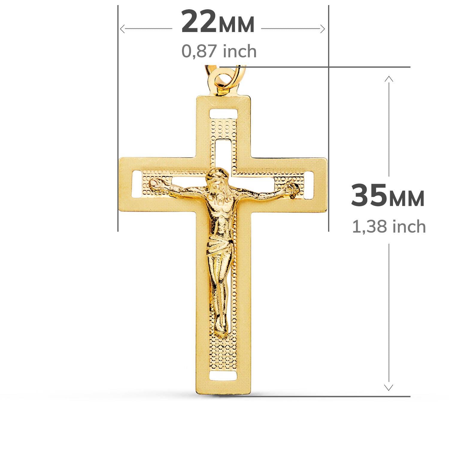 18K Pendentif Christ en Croix 35X22MM