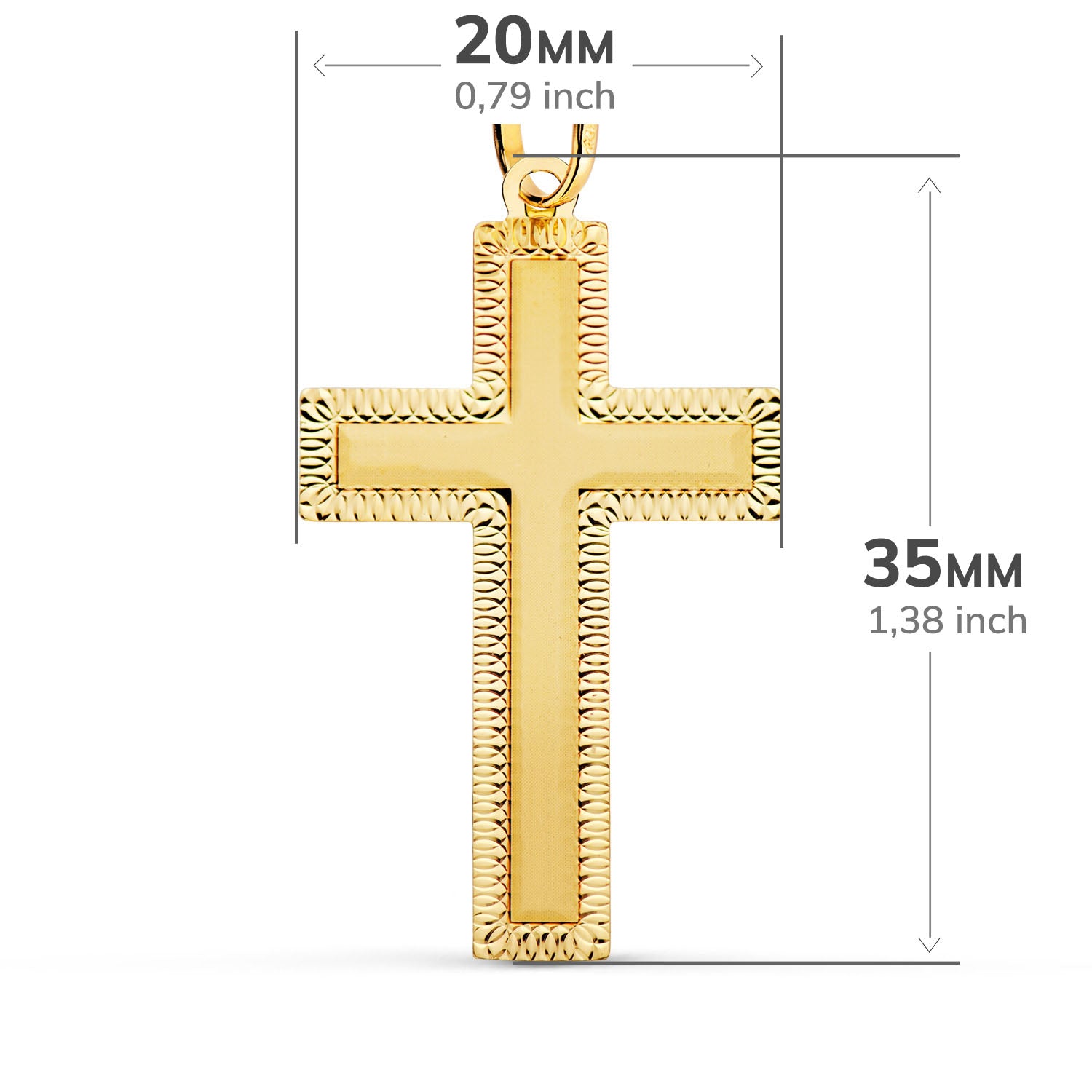 18K Pendentif Christ avec Croix 35X20MM