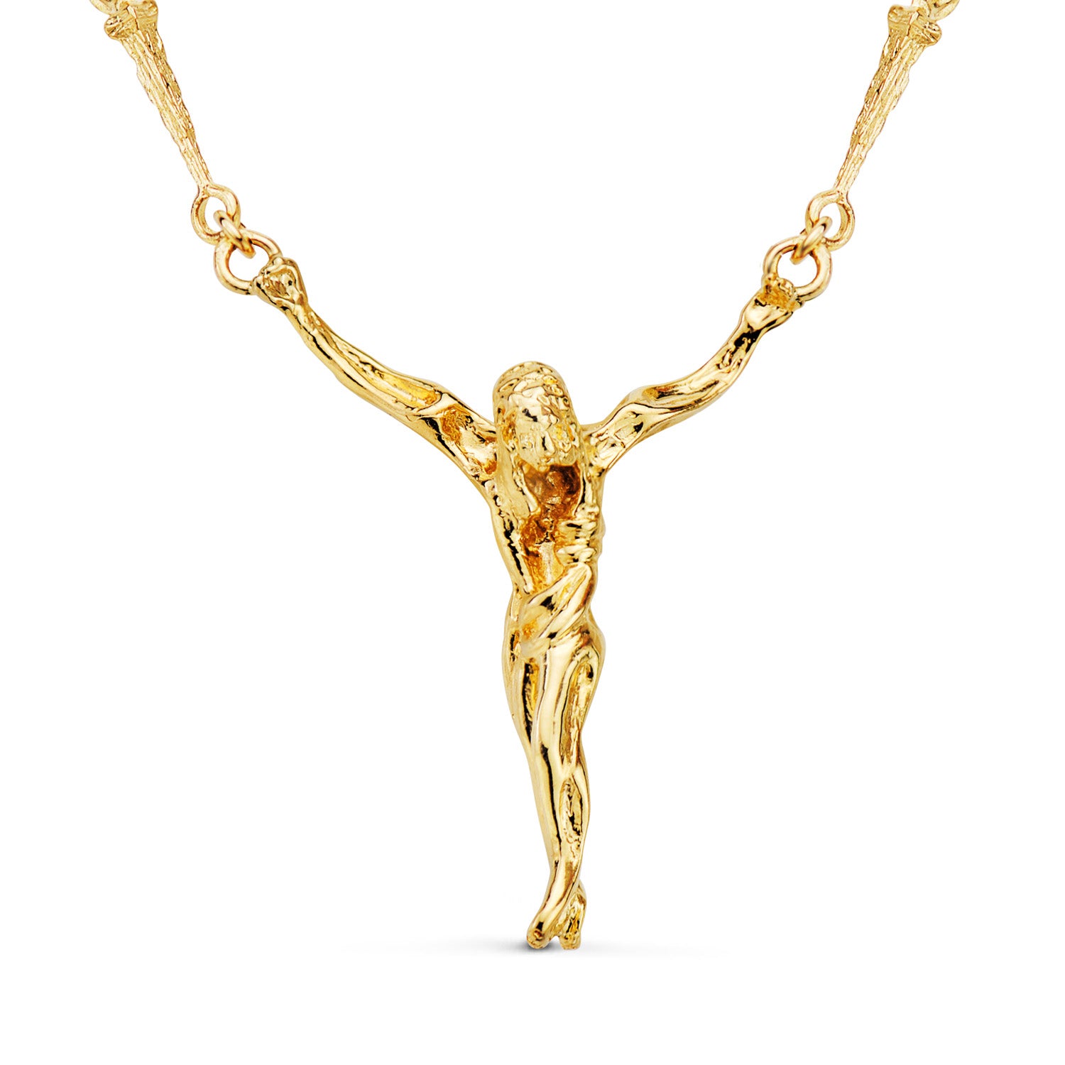 Christ Dali 18K avec Poignées Or Jaune 41X35 mm Clous Chaîne 50 Cm