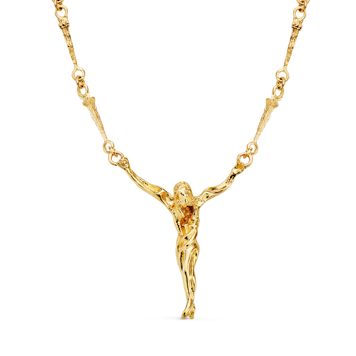 Christ Dali 18K avec Poignées Or Jaune 41X35 mm Clous Chaîne 50 Cm