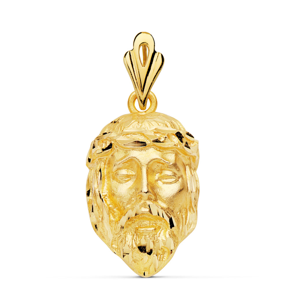 Pendentif Tête de Christ en Or Jaune 18K 25X17 mm