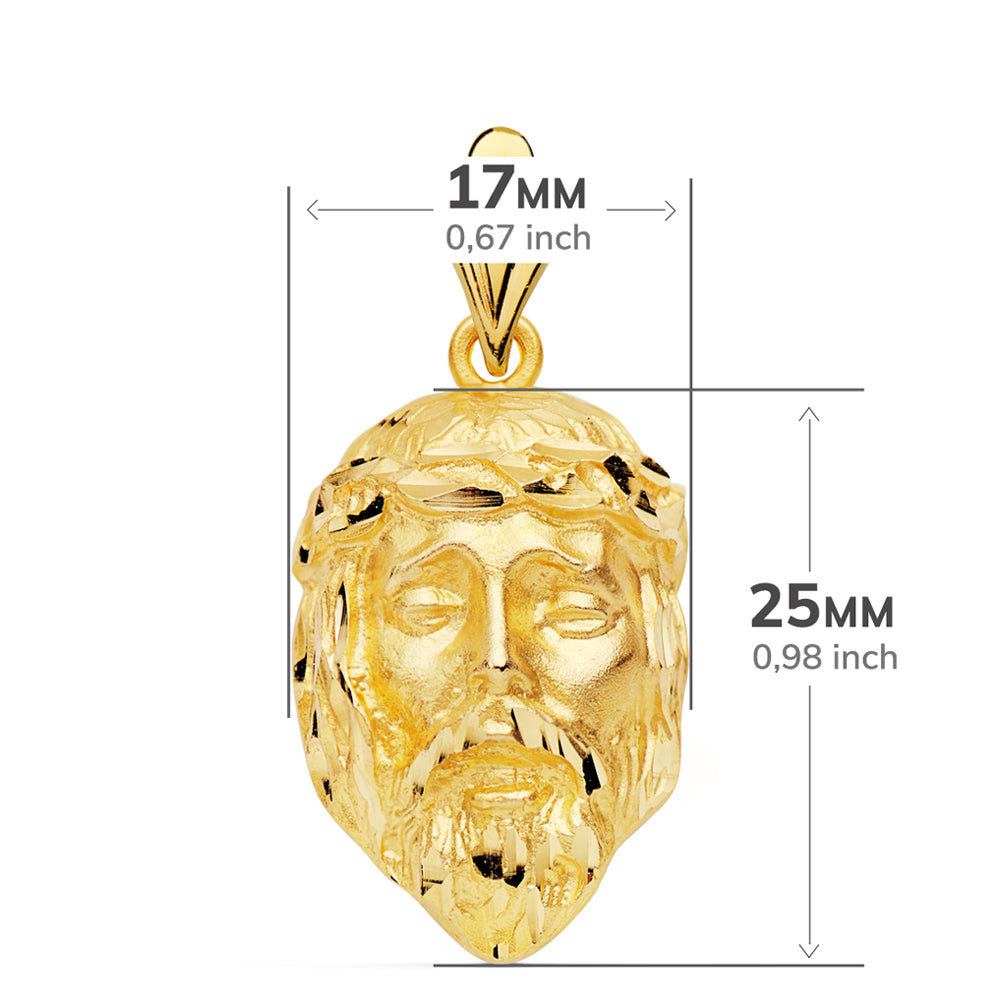 Pendentif Tête de Christ en Or Jaune 18K 25X17 mm