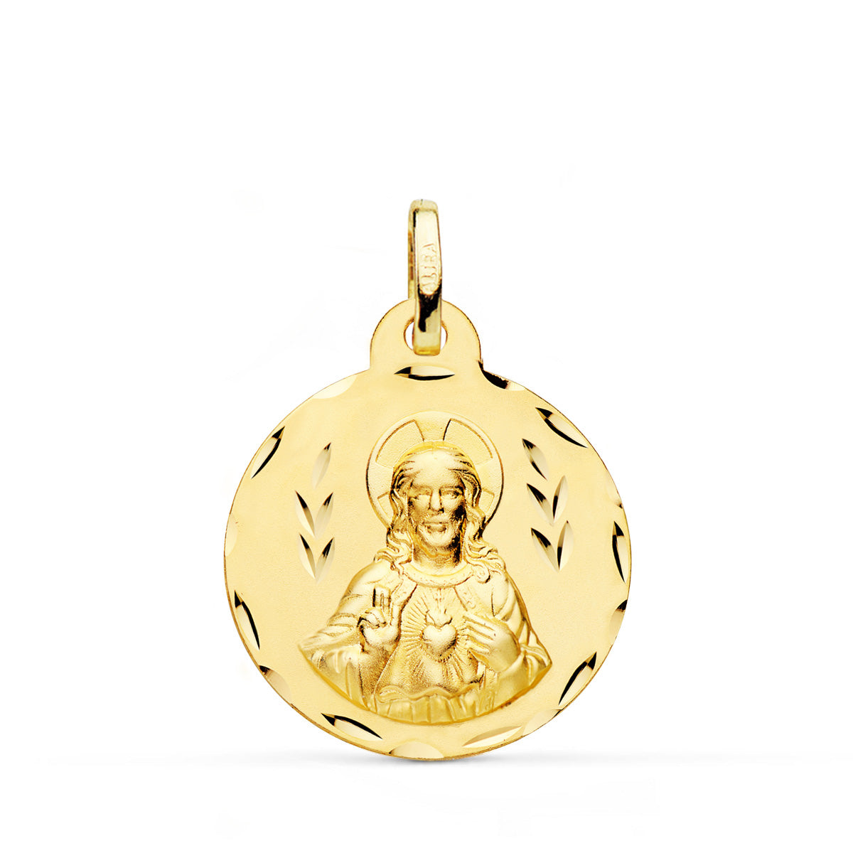 Coeur Scapular de Jésus et Vierge du Carmen Scapulaire Or Jaune 18K 22 mm