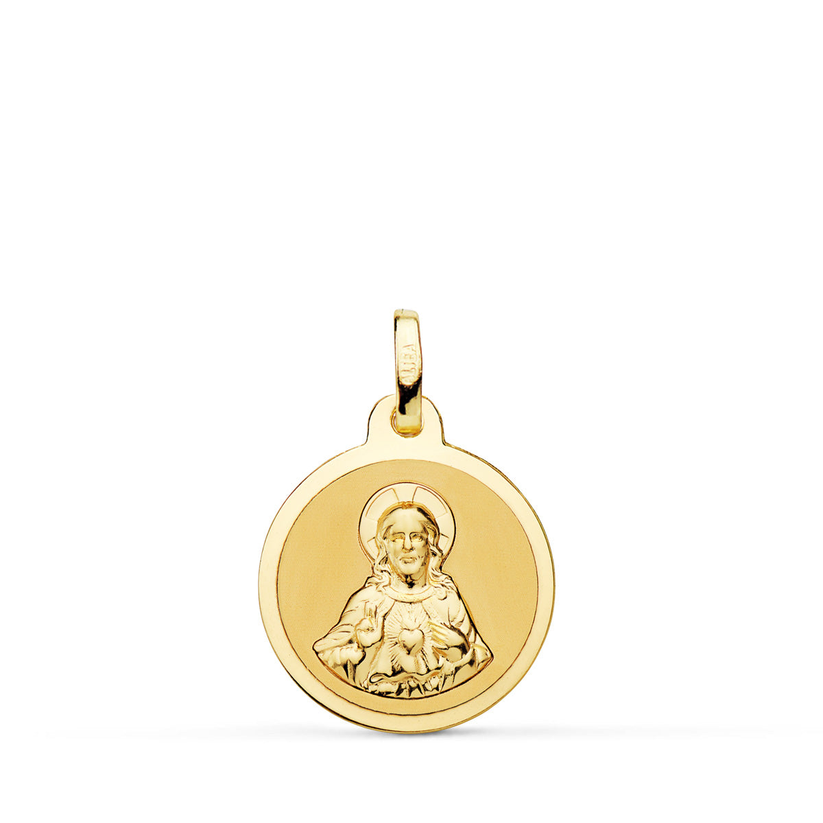 18K Médaille Scapulaire Vierge du Mont Carmel et Sacré Coeur de Jésus 16MM