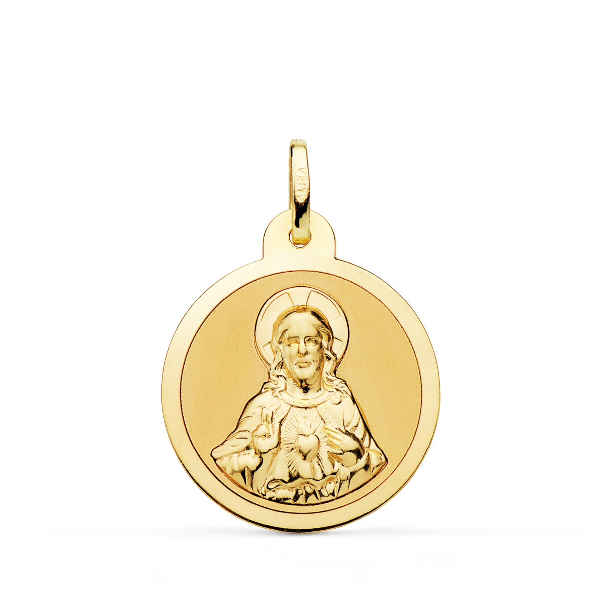 18K Médaille Scapulaire Vierge du Mont Carmel et Coeur de Jésus 22MM
