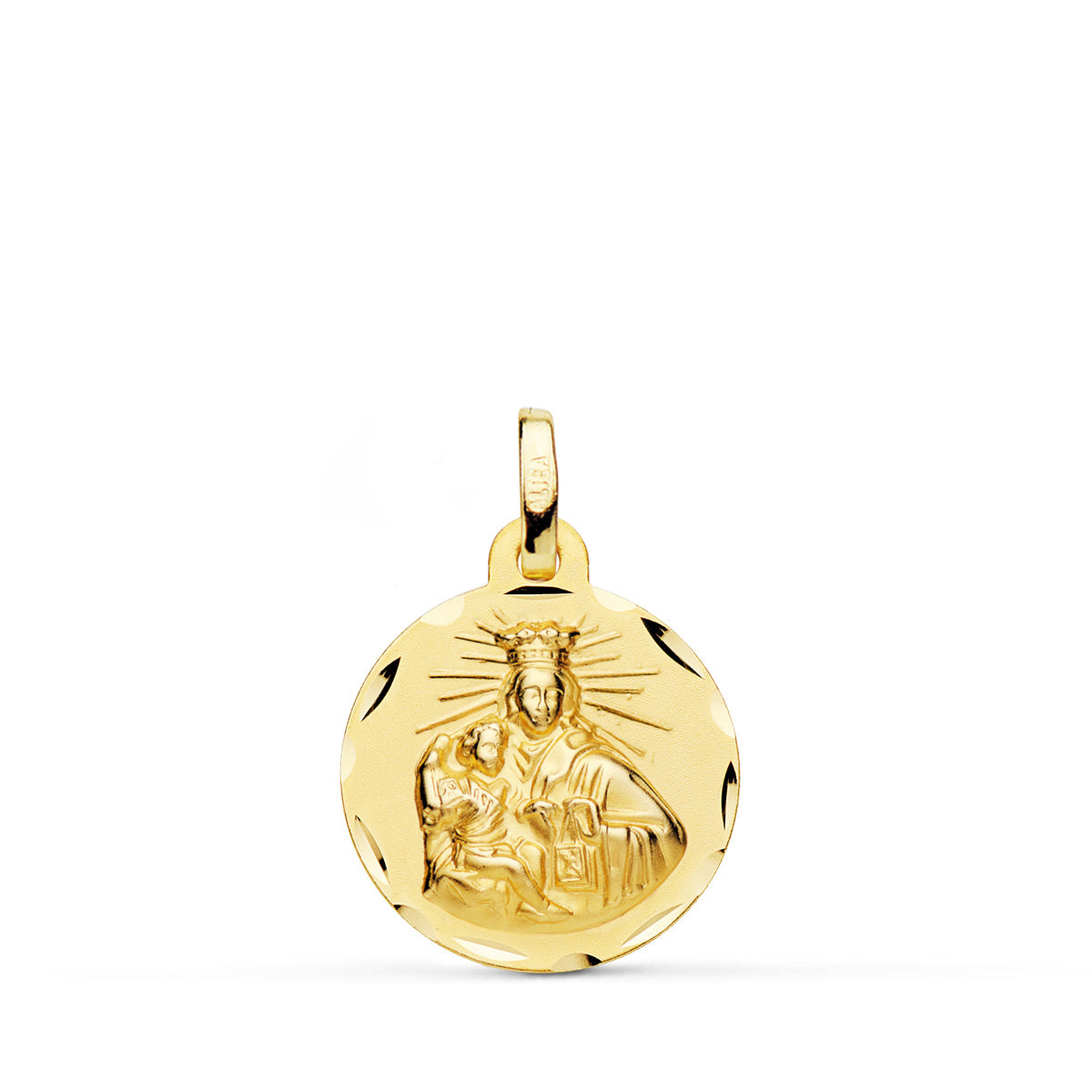Coeur Scapular de Jésus et Vierge du Carmen Or Jaune DIAMANTÉE18K 16 mm