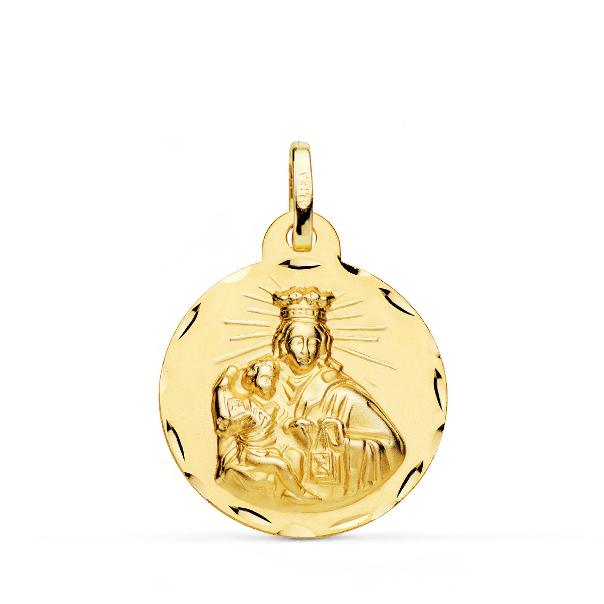 Coeur Scapular de Jésus et Vierge du Carmen Scapulaire Or Jaune 18K 22 mm