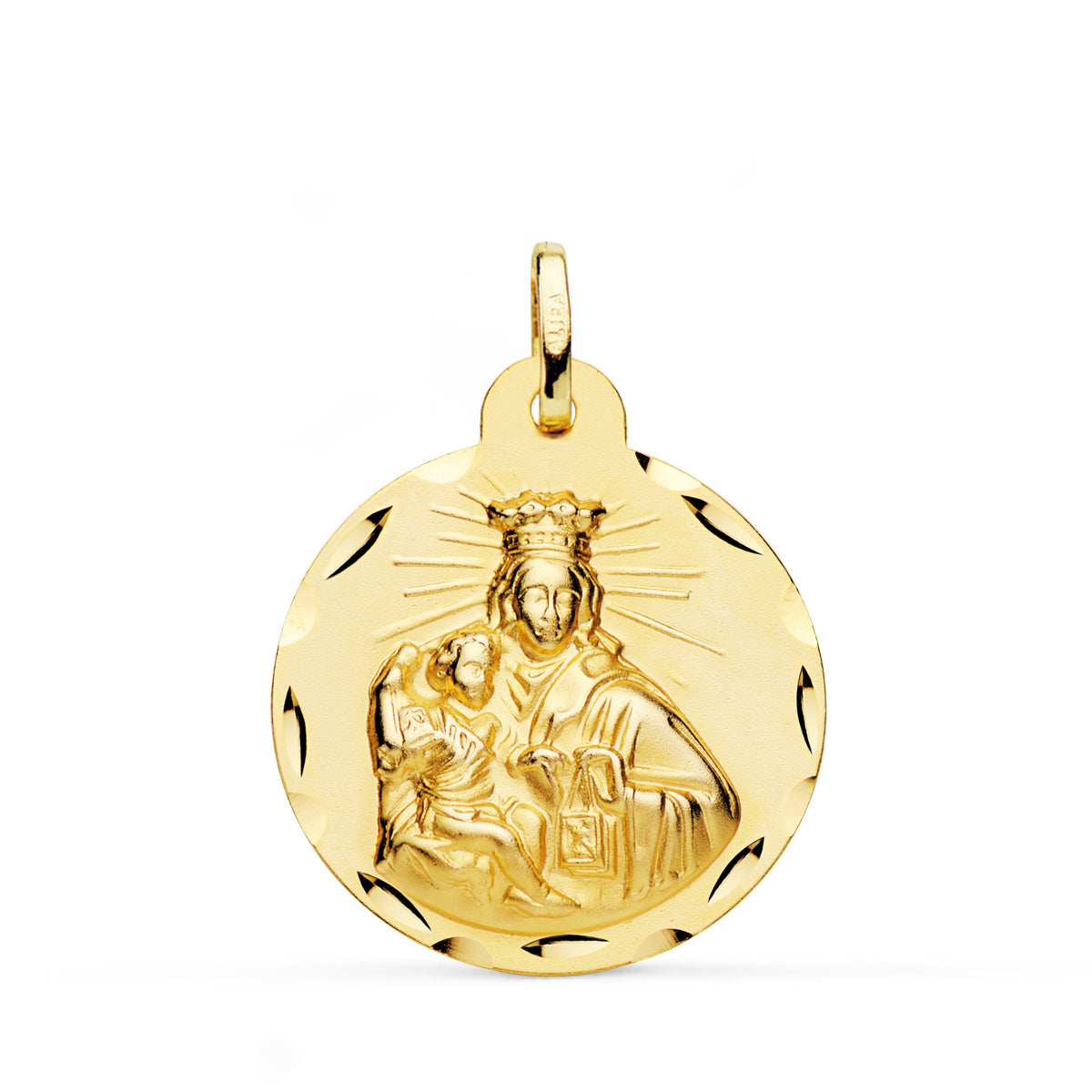 Escapulário Coração de Jesus e Virgem de Carmo Escapulário em ouro amarelo 18K 24 mm