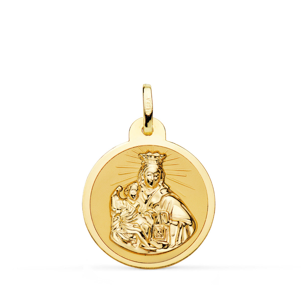 18K Médaille Scapulaire Vierge du Mont Carmel et Coeur de Jésus 20MM
