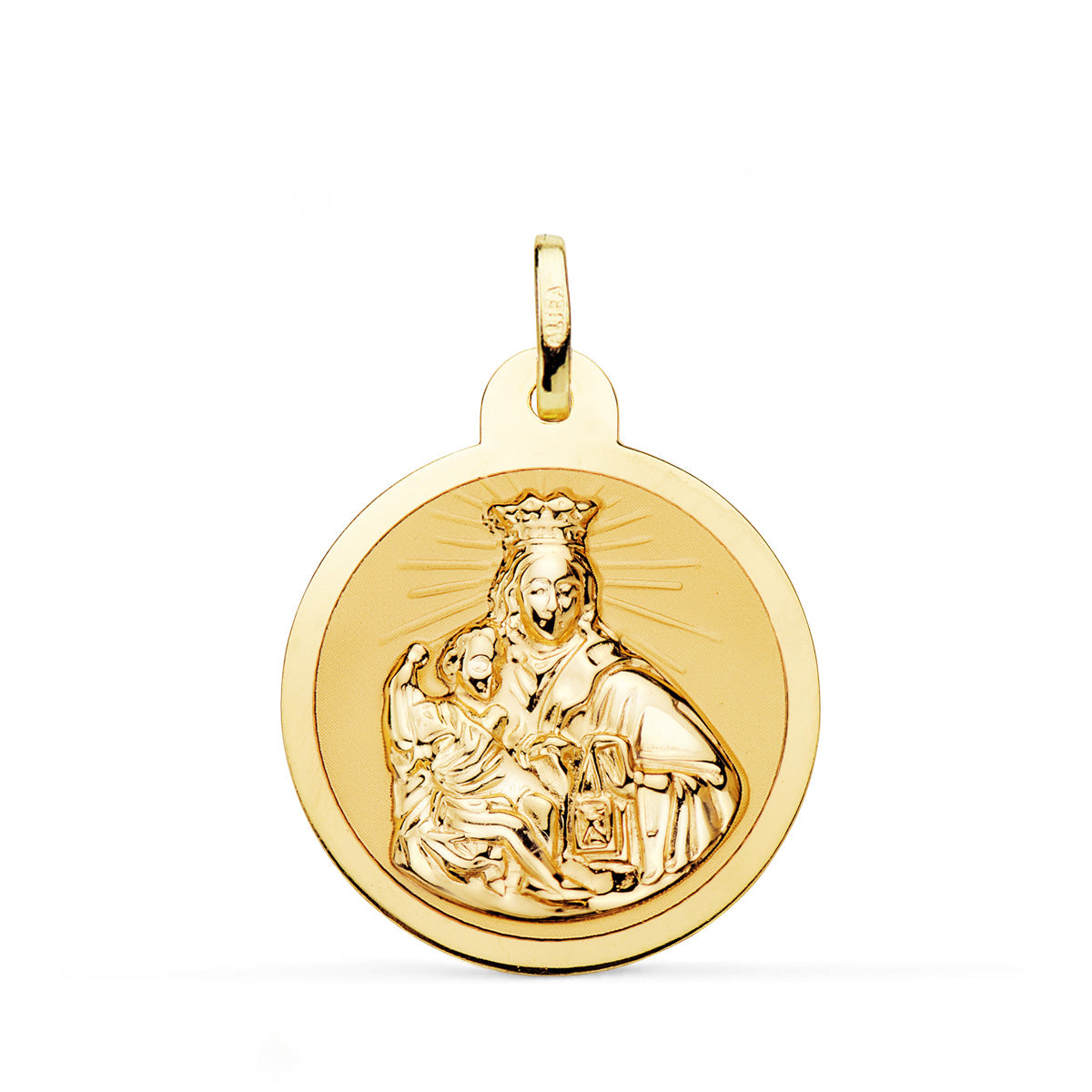 Medalha Escapulária Virgem do Monte Carmelo 18K e Coração de Jesus 24MM