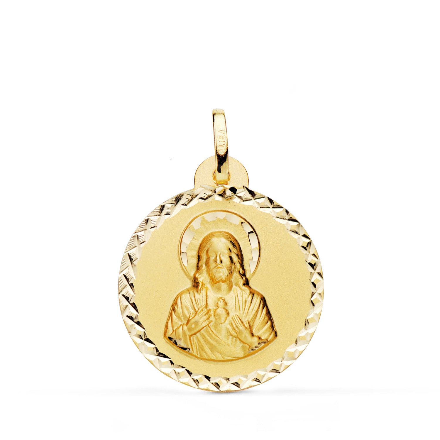 Médaille Croix Sacré Coeur de Jésus 18K Taille 22 mm
