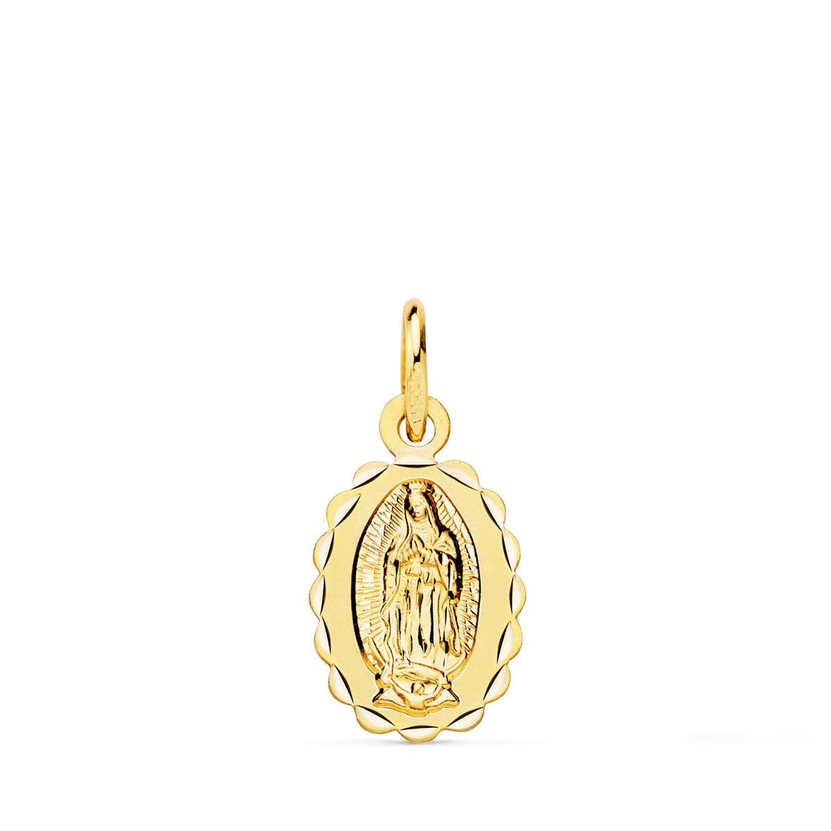 18K Médaille Facetée Notre Dame de Guadalupe 12X9MM