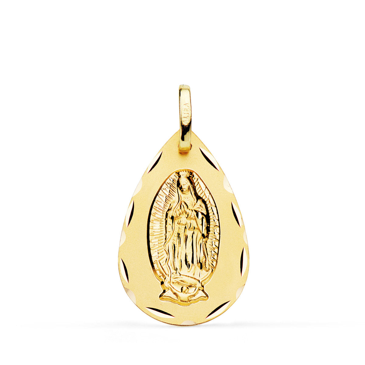 18K csiszolt Guadalupe-i Boldogasszony érem 23X15 mm