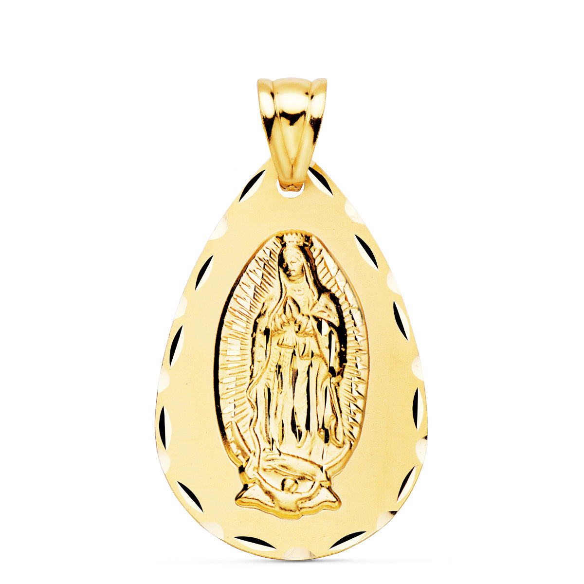 18K Médaille Facetée Notre-dame de Guadalupe 36X23MM