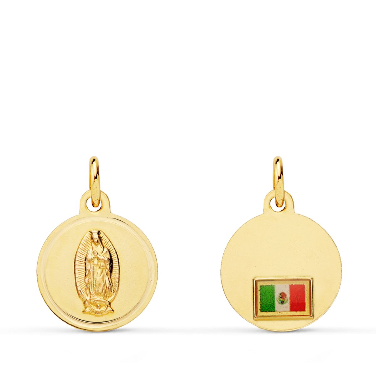 Medalla Nuestra Señora de Guadalupe Biselada 18K 14 mm