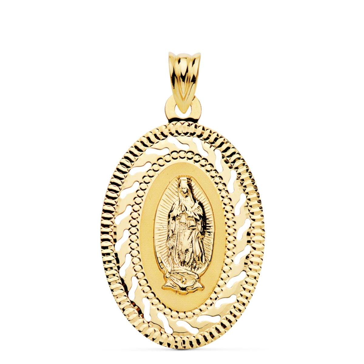 18K áttört érem Guadalupe-i Boldogasszony 34X22MM
