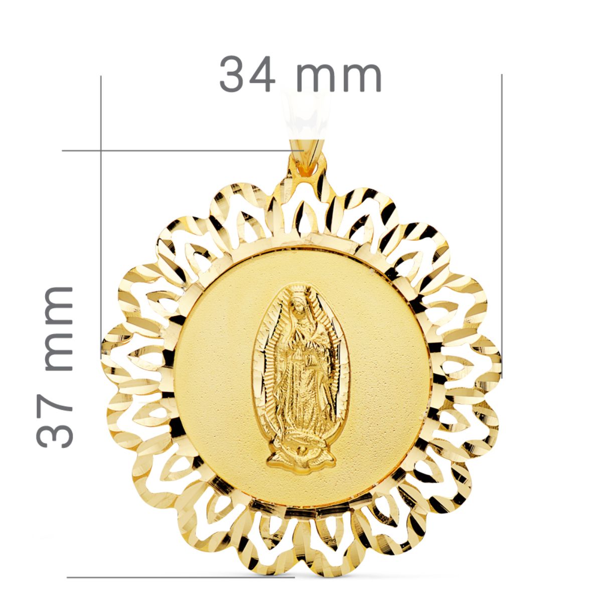 18K Guadalupe Boldogasszony-érem 37X34MM