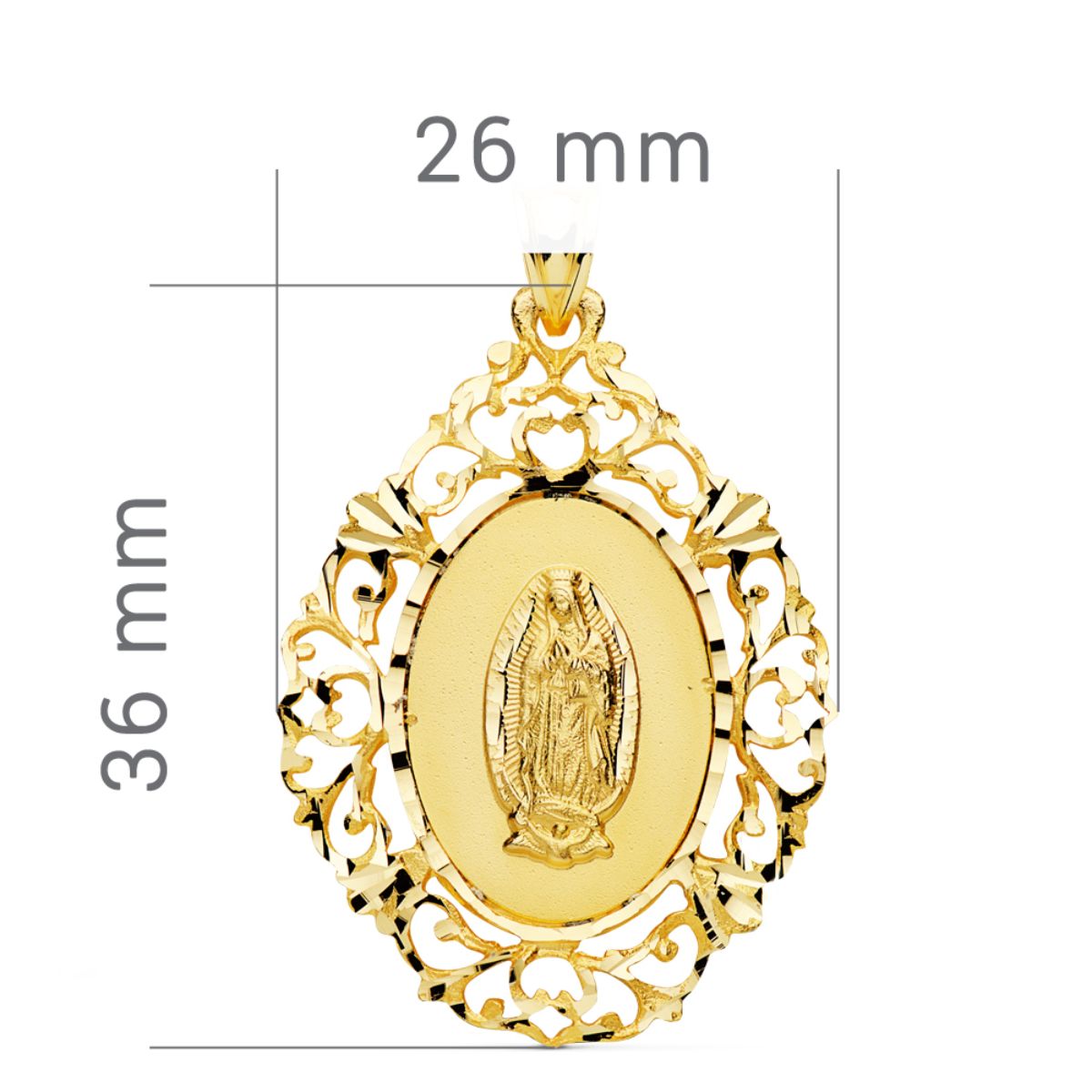 18K Guadalupe Boldogasszony-érem 36X 26 mm