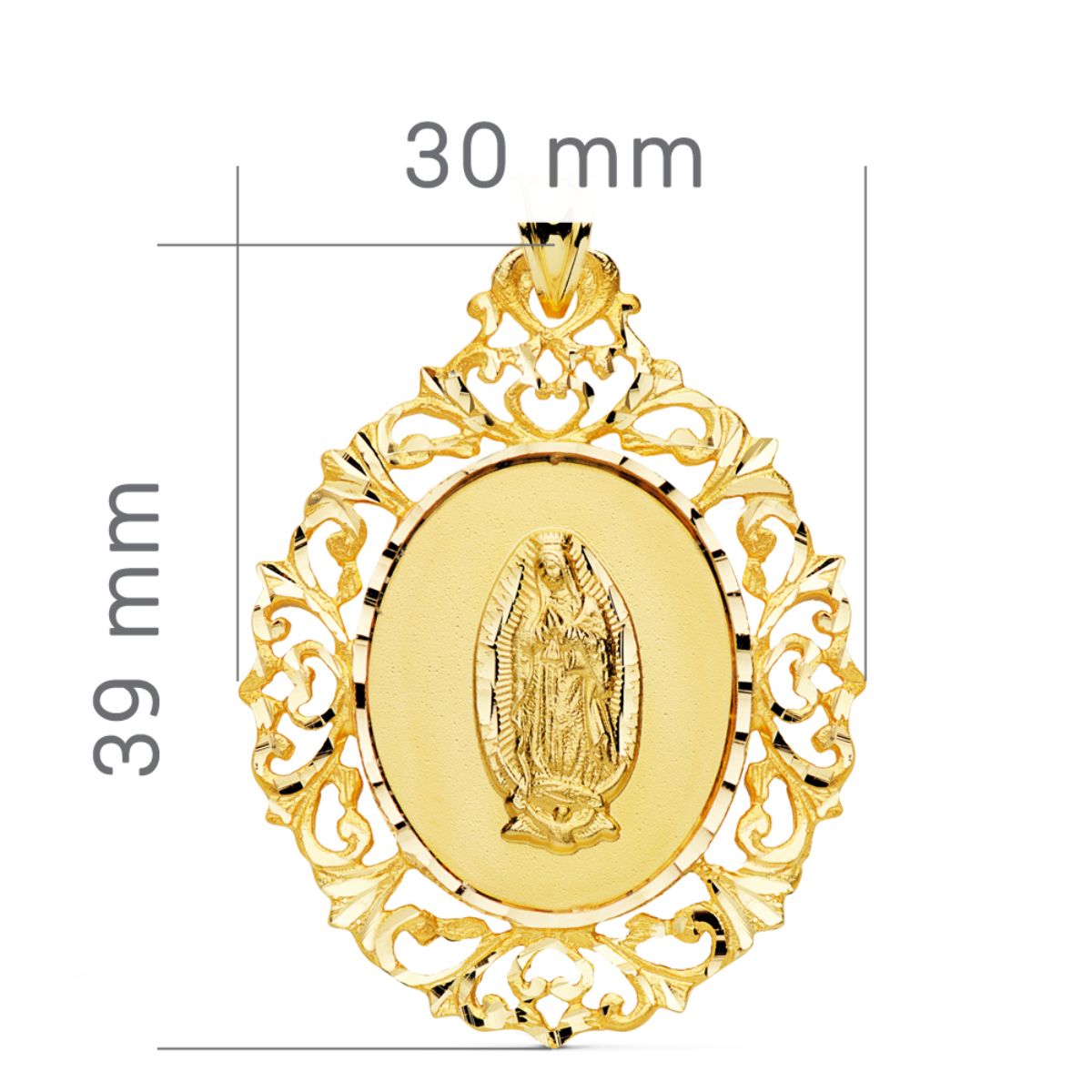 18K Guadalupe Boldogasszony-érem 39X 30 mm