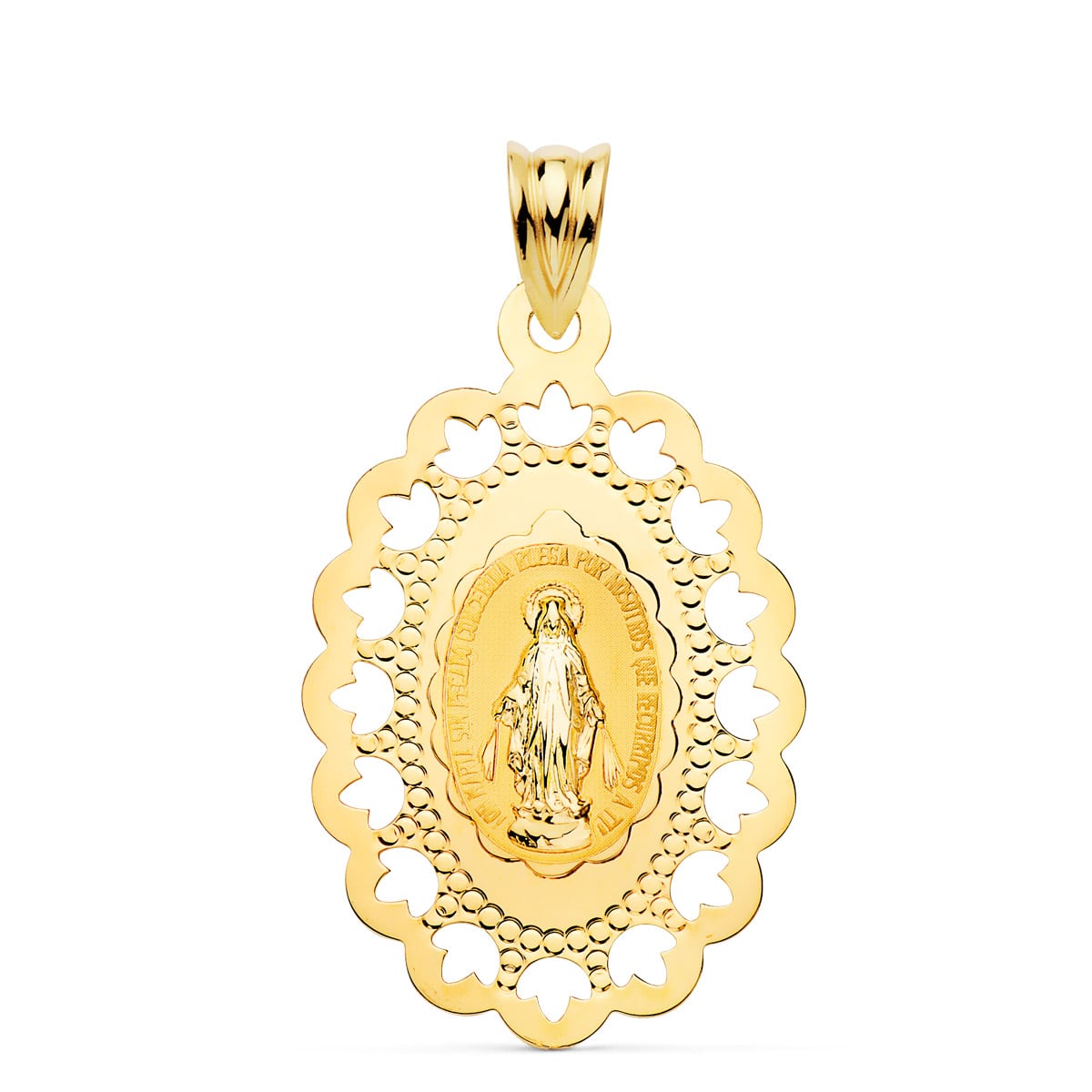 18K gennembrudt medalje Vor Frue af Mirakuløse 34X22 mm