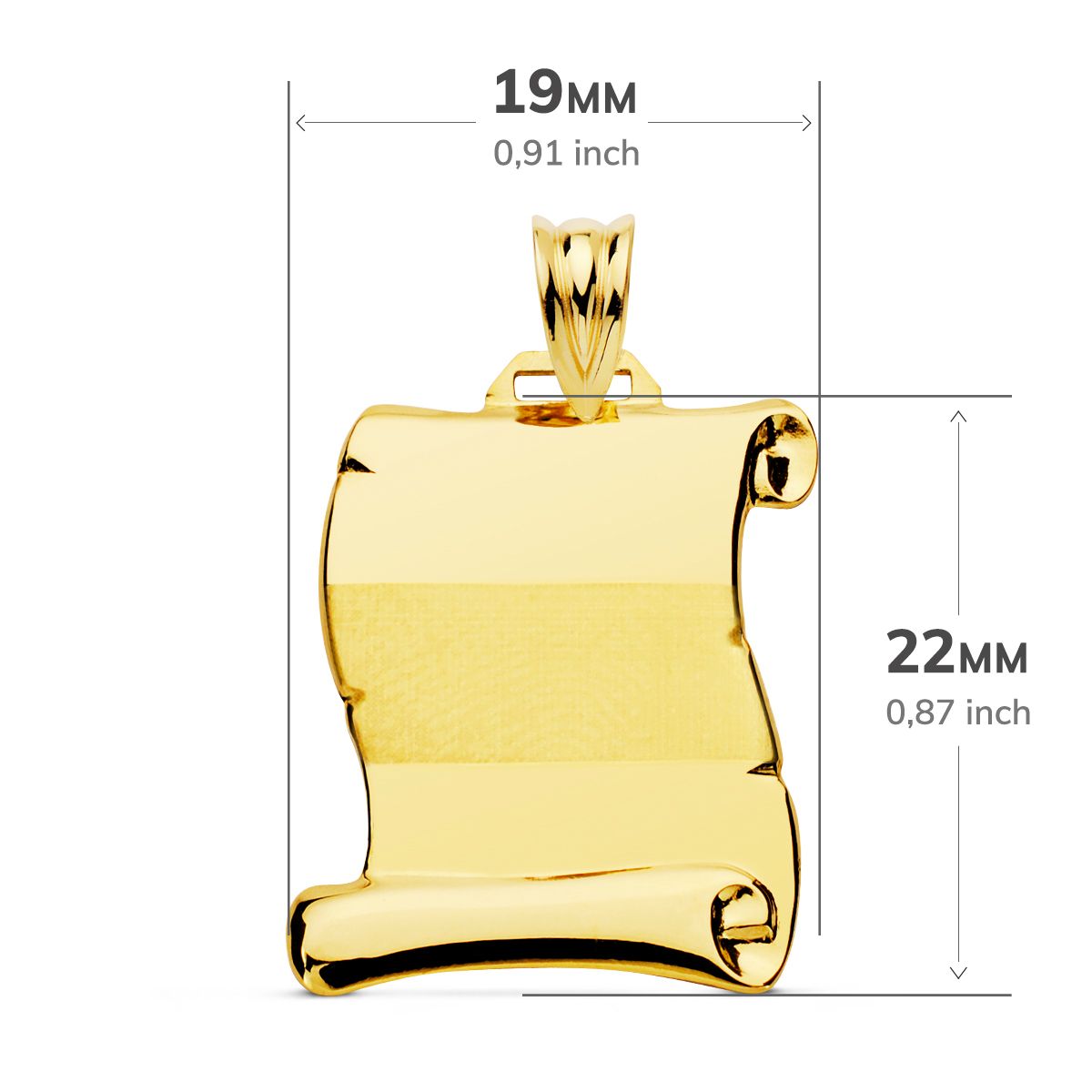 Pergamenový závěsný talíř lesklý 18K žluté zlato matný talířový pásek 22X19 mm