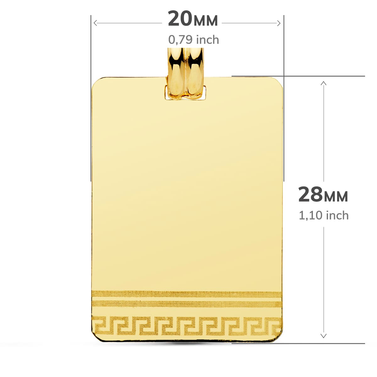 Laserová deska Greca z 18K žlutého zlata 28X20 mm