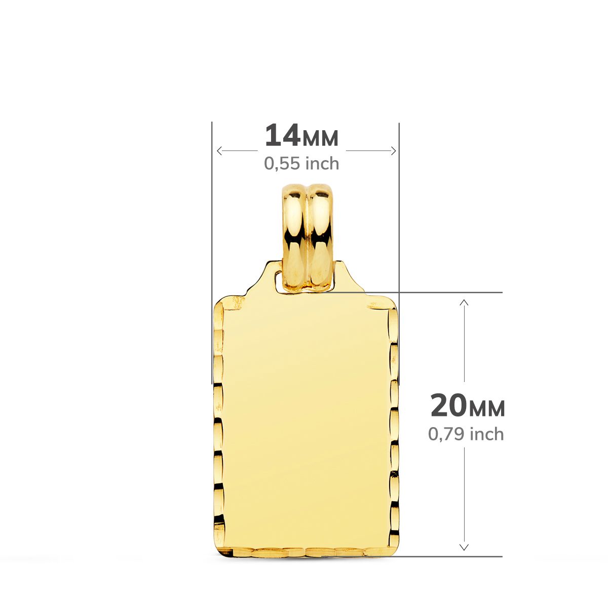 9K skinnende gul gullbelagt glatt plate utskåret 20X14 mm
