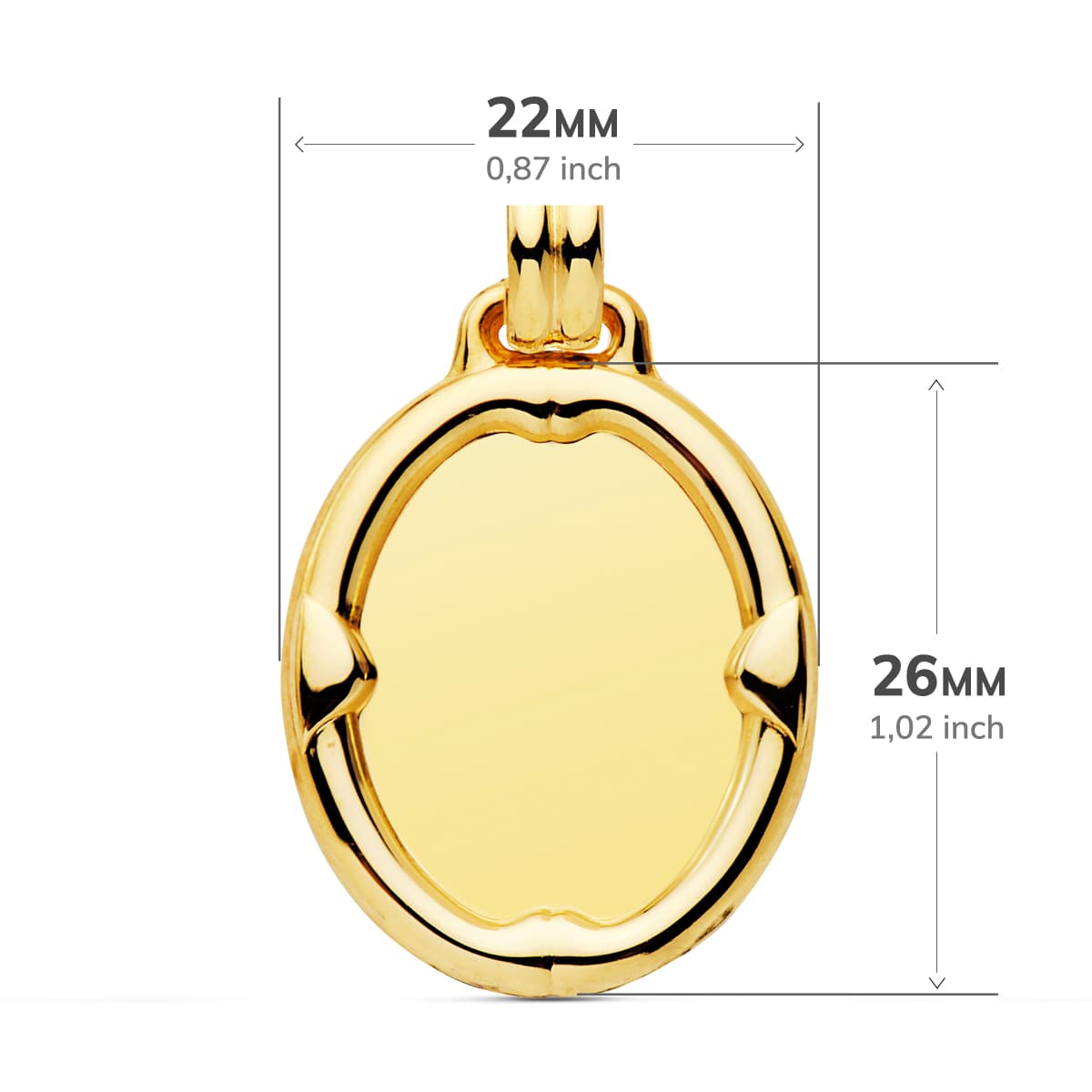 9K Gult Gull Plate Oval 26X22 mm