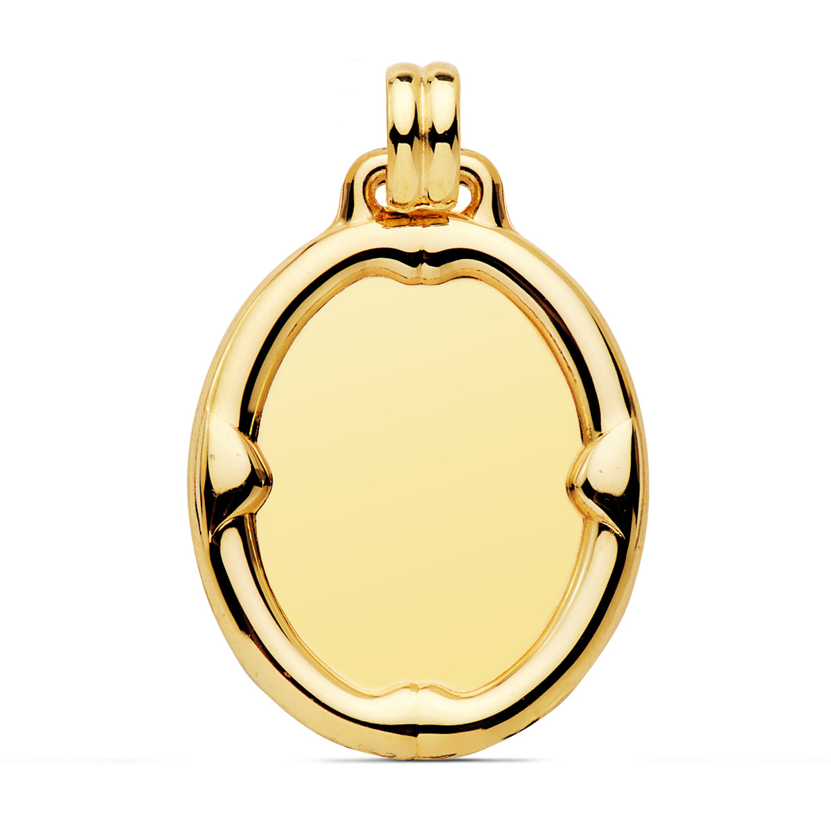 Lesklá oválná plaketa pozlacená 18K žlutým zlatem s okrajem 29X24 mm