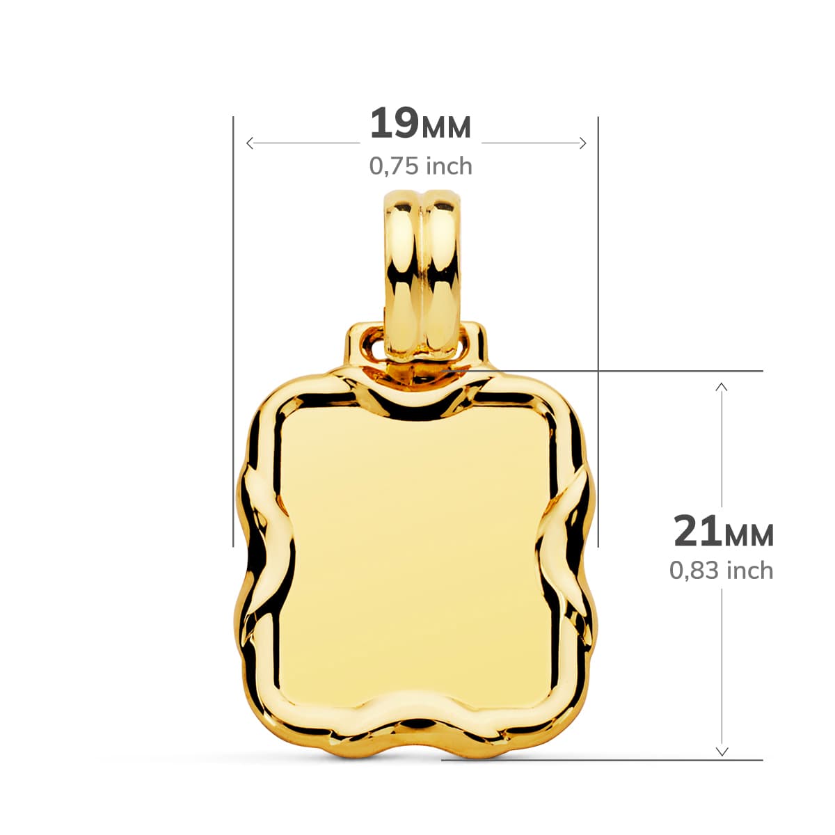 9K Gult Gull Plate Rektangulær 23X19 mm