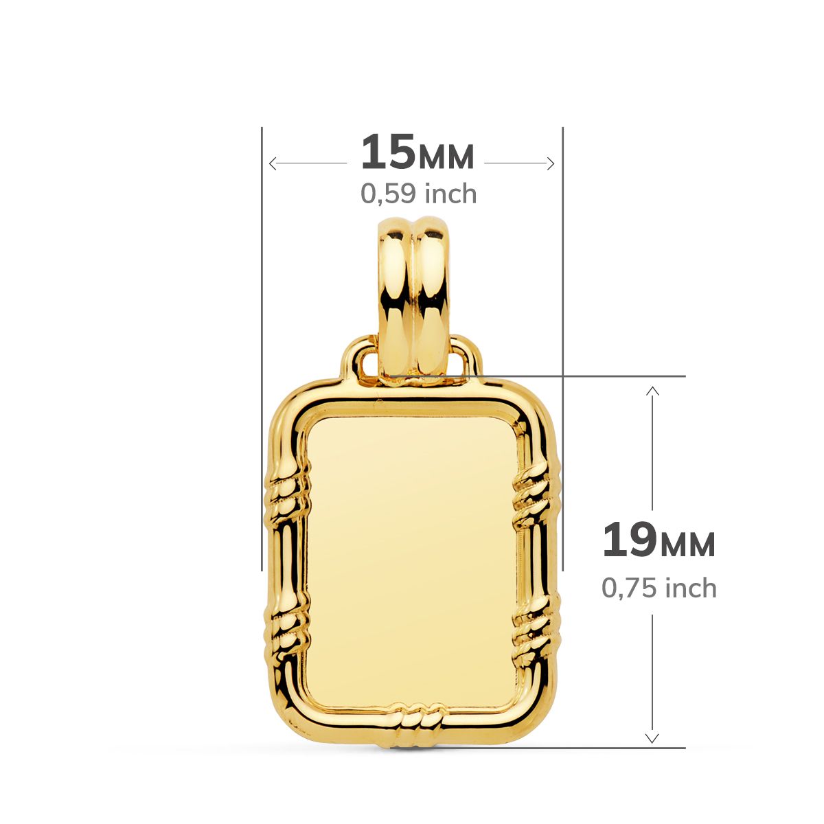 Brilantní deska z 18K žlutého zlata s okrajem 19X15 mm