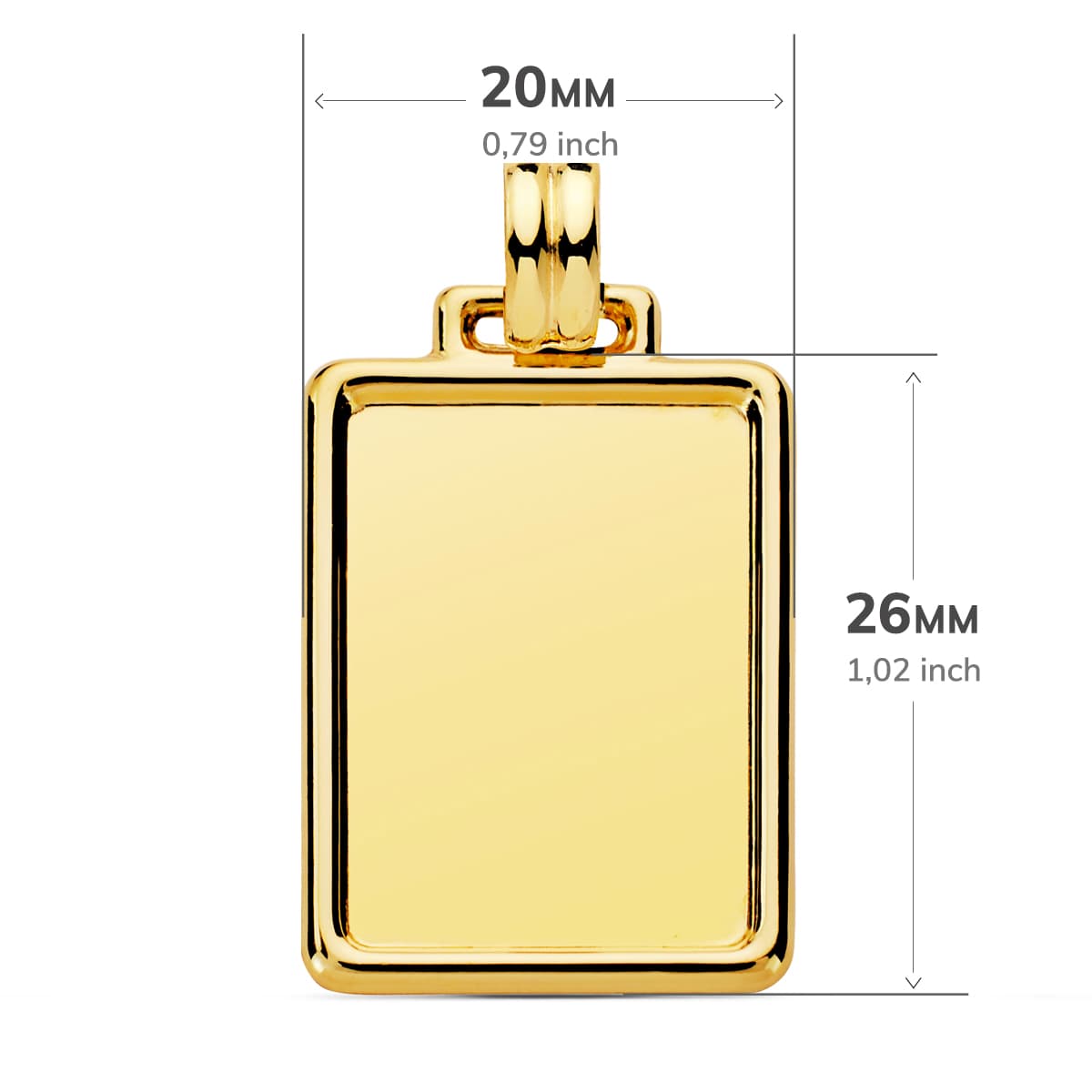 9K gulgullbelagt plate i skinnende glatt gull Størrelse: 29 x 20 mm
