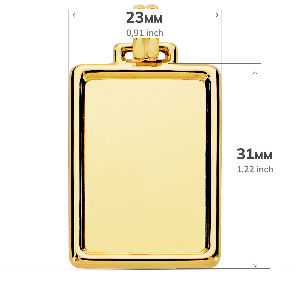 Talíř Talíř Talíř z 18K zářivého žlutého zlata, okraj 31X23 mm