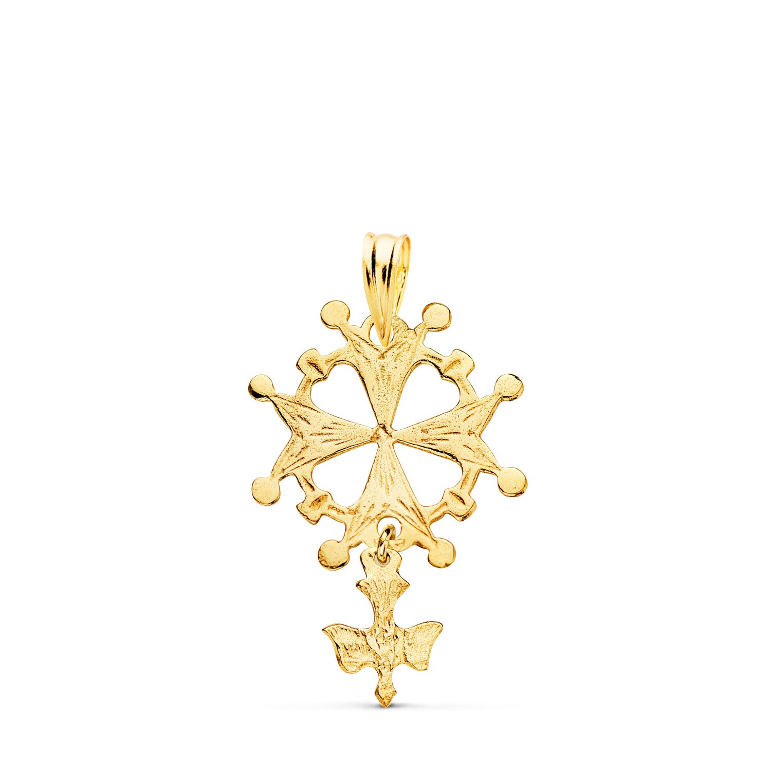 18K gult gull Huguenot Cross. 28 x 17 mm